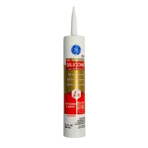 GE 100% Advanced Silicone Caulk in White (10.1 oz) Waterproof, Kitchen & Bath